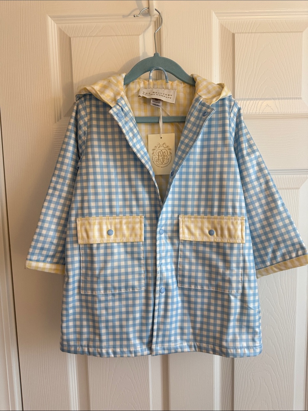 The Beaufort Bonnet Company Blue & Yellow Gingham Hooded Jacket